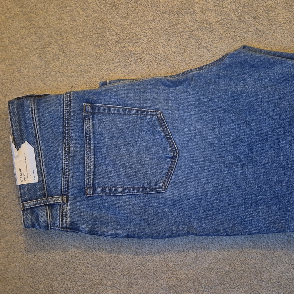 LOFT Medium Blue Straight Curvy High-Rise Jeans - Picture 2 of 10
